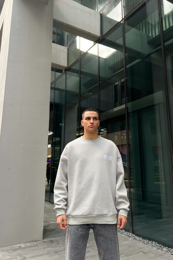 Peace Nakışlı Oversize Sweatshirt