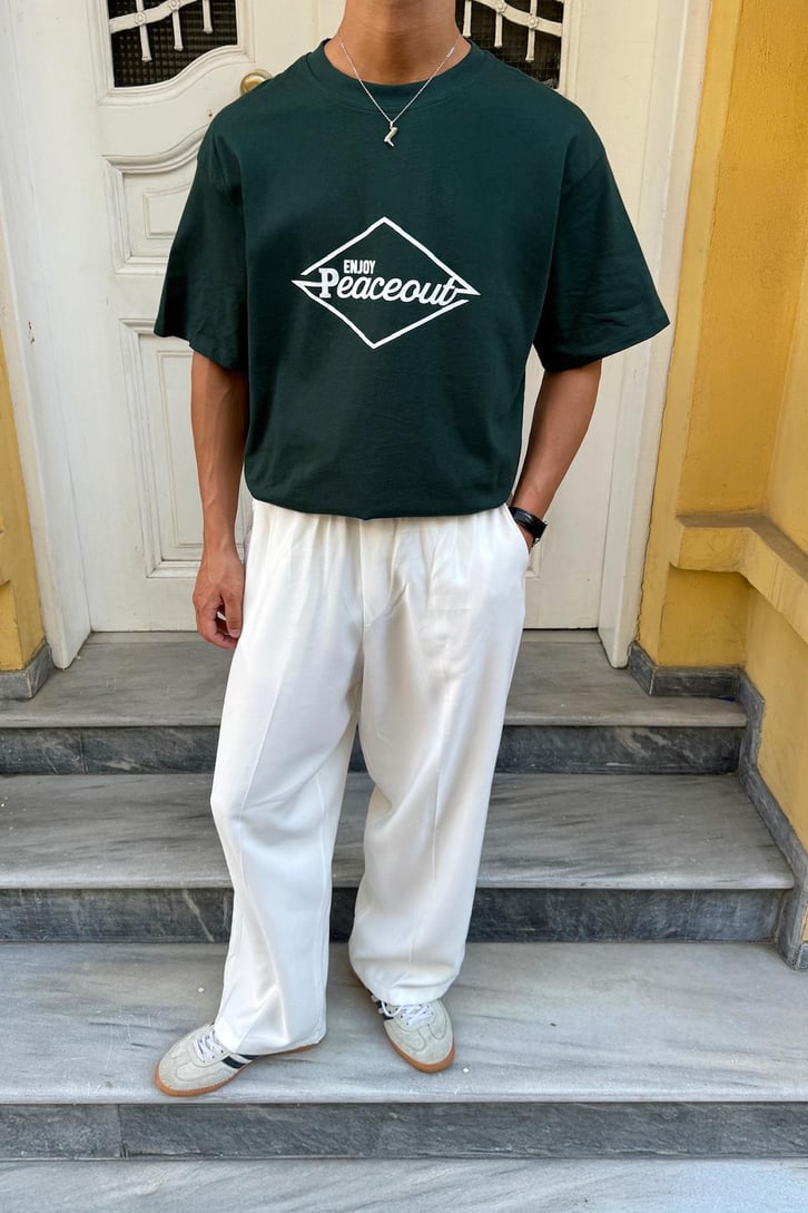 Peaceout Baskılı Oversize Tişört