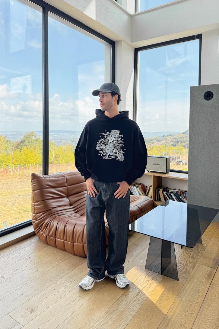 Peacock Nakışlı Hoodie