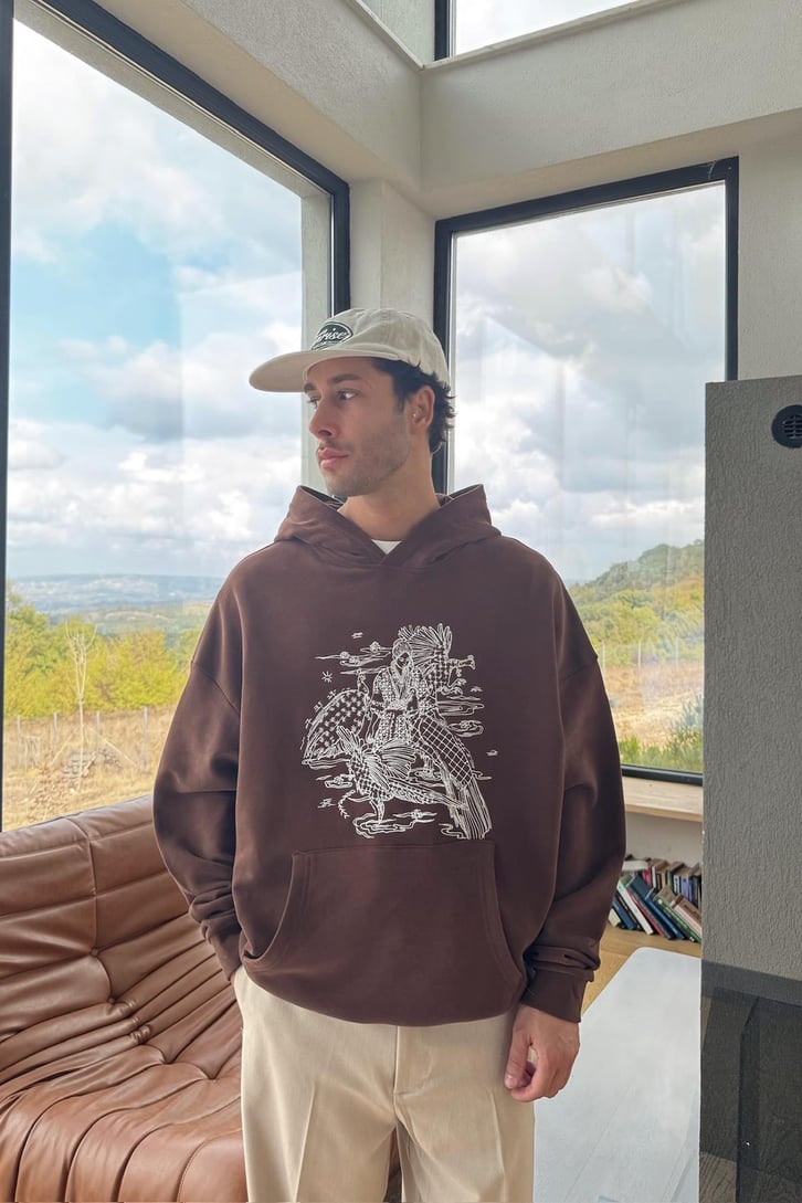 Peacock Nakışlı Hoodie