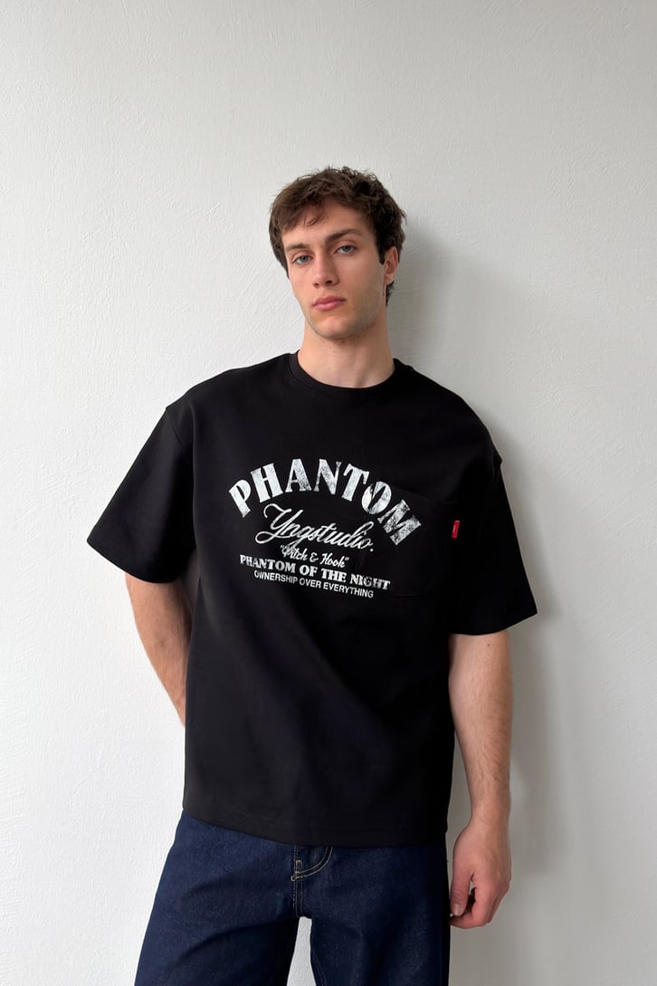 Phantom Ön Cepli Oversize Tişört