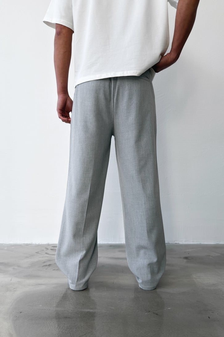 Pileli Baggy Fit Kumaş Pantolon