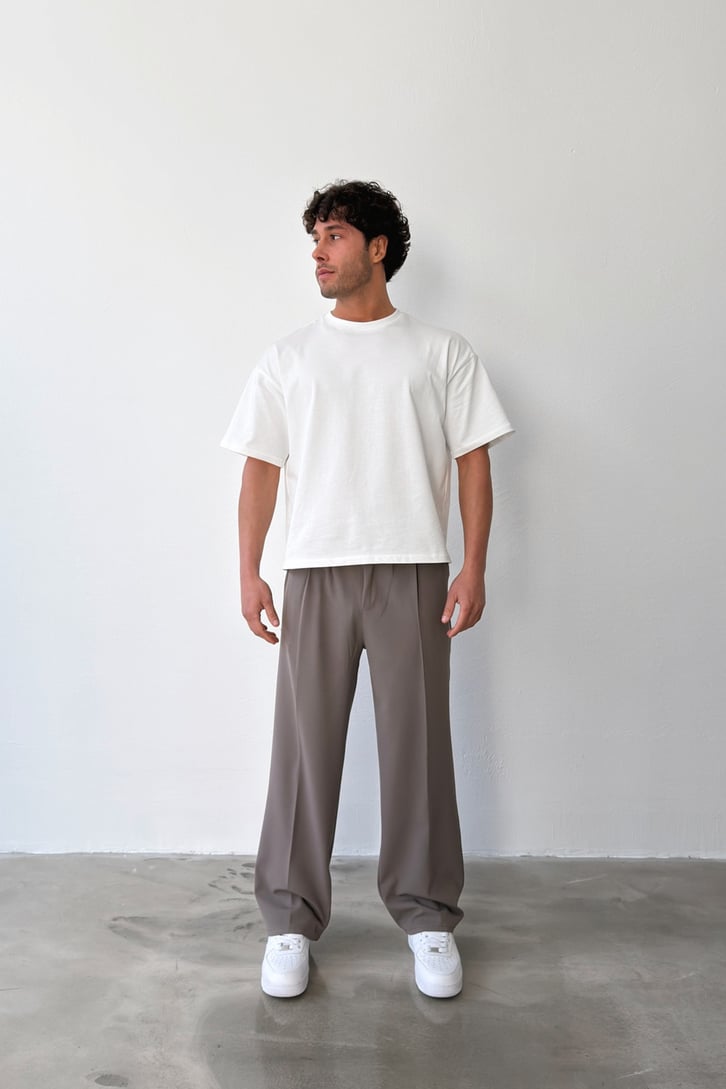 Pileli Baggy Fit Kumaş Pantolon