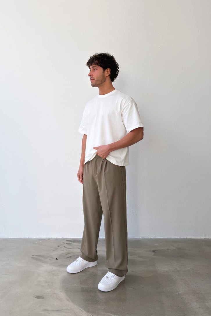 Pileli Baggy Fit Kumaş Pantolon