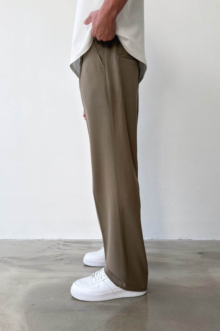 Pileli Baggy Fit Kumaş Pantolon
