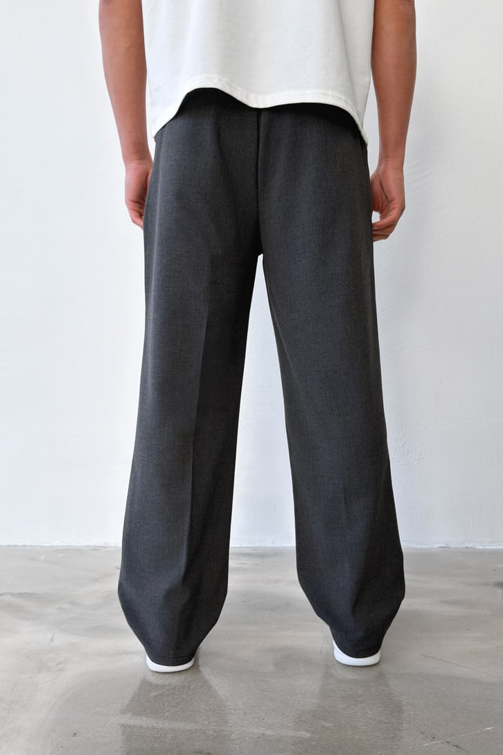 Pileli Baggy Fit Kumaş Pantolon
