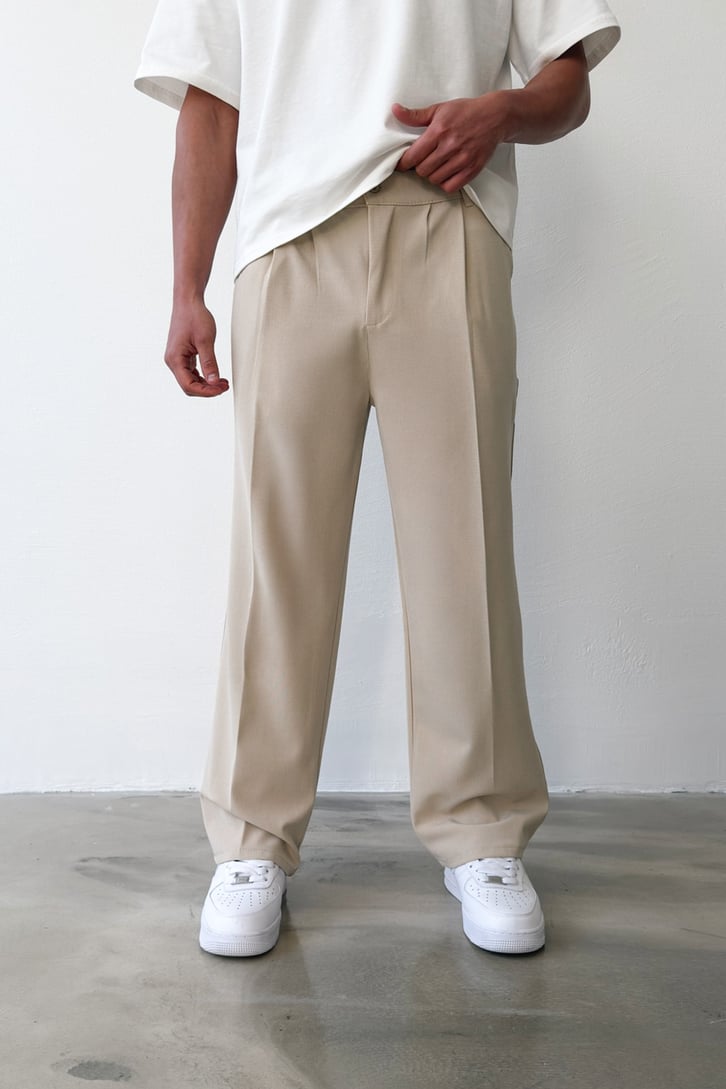 Pileli Baggy Fit Kumaş Pantolon