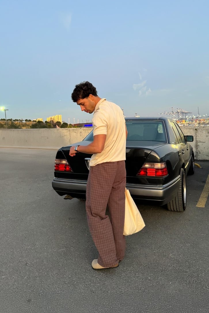 Pileli Desenli Baggy Pantolon
