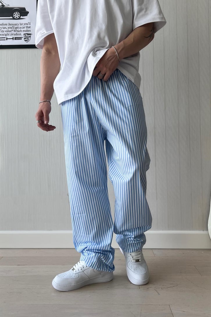 PJ Vibe İnce Çizgili Poplin Pantolon