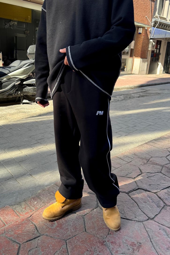 Pm Nakışlı Biyeli Eşofman Altı