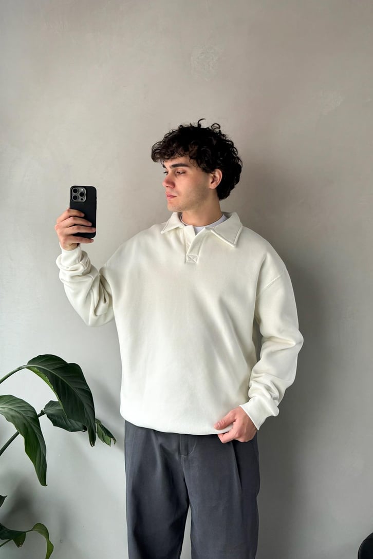 Polo Yaka Basic Sweatshirt