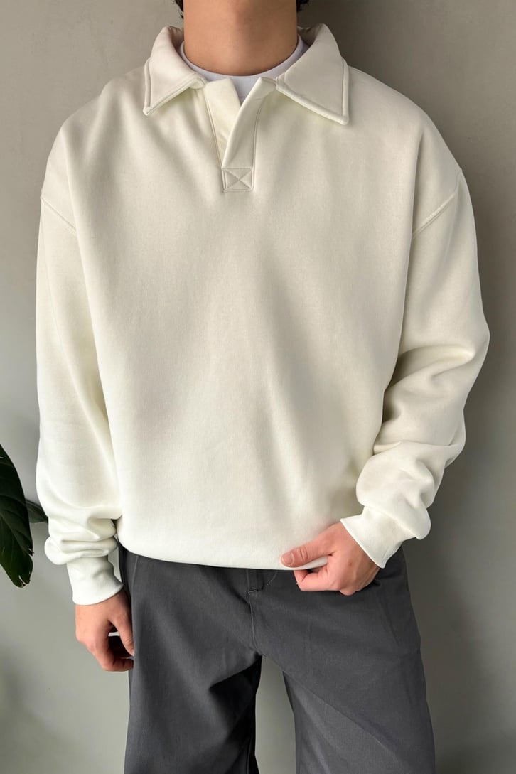 Polo Yaka Basic Sweatshirt