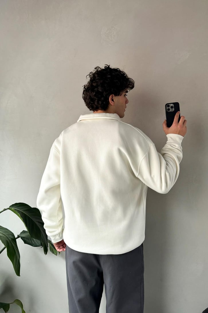 Polo Yaka Basic Sweatshirt