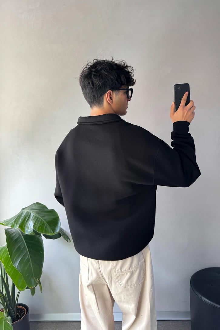 Polo Yaka Basic Sweatshirt