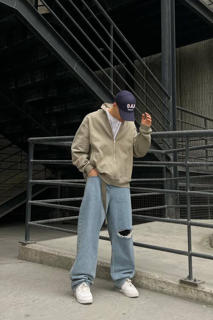 Polo Yaka Bej Zipper Ceket