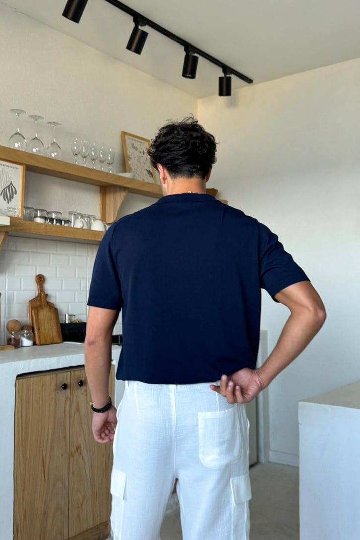 Polo Yaka Çizgili Triko Tişört