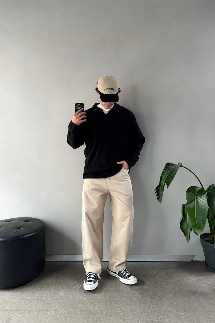 Polo Yaka Kol Düğmeli Sweatshirt
