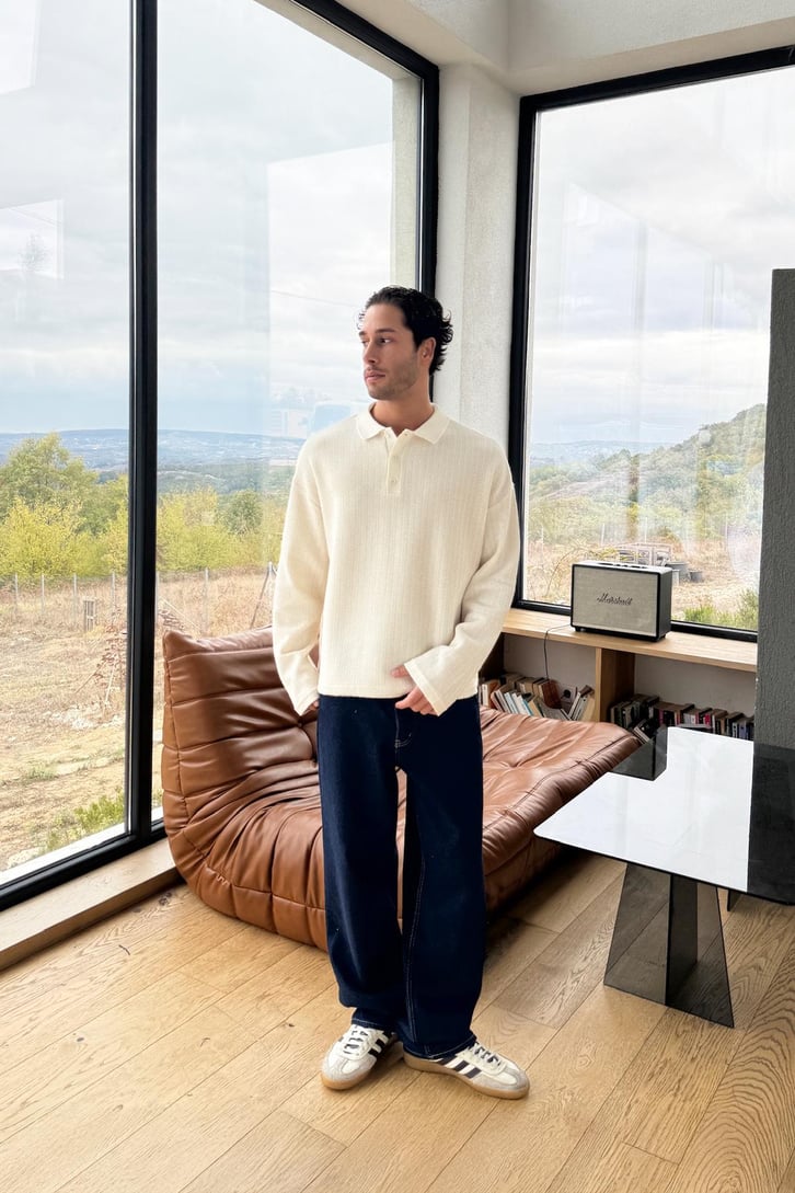Polo Yaka Örme Sweat