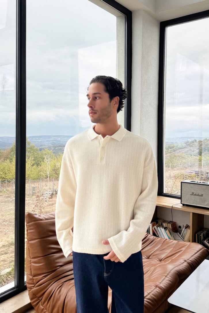 Polo Yaka Örme Sweat