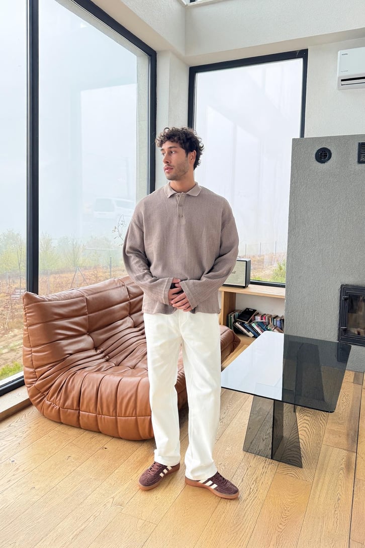 Polo Yaka Örme Sweat