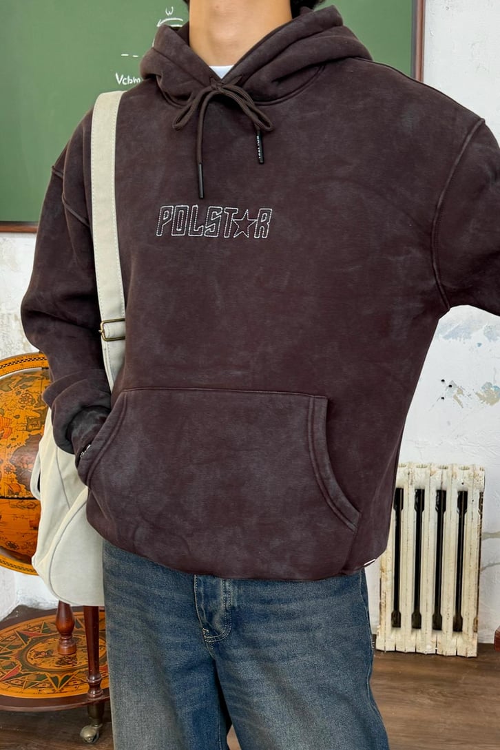 Polstar Nakışlı Washed Oversize Hoodie
