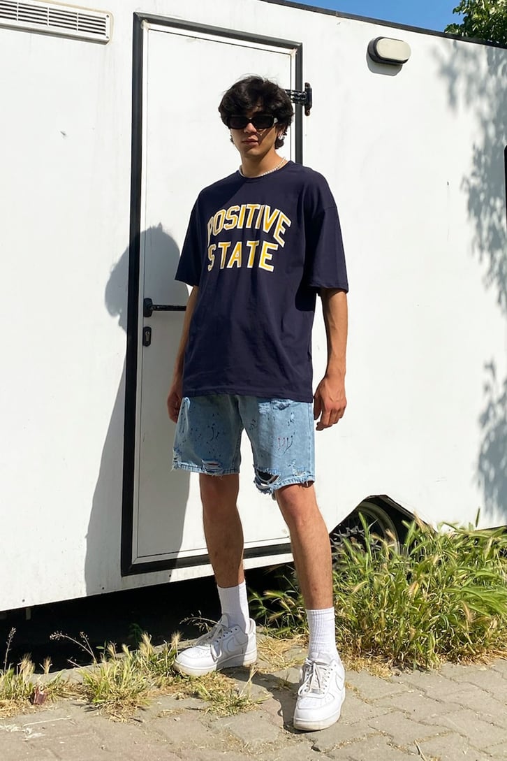 Positive State Baskılı Oversize Tshirt