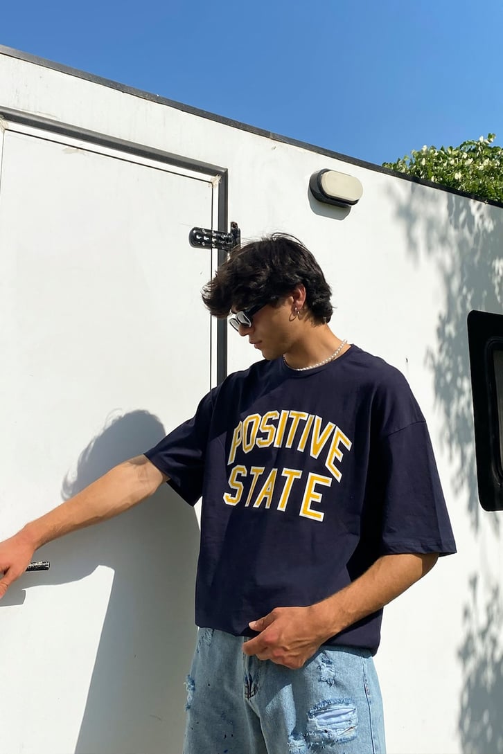 Positive State Baskılı Oversize Tshirt