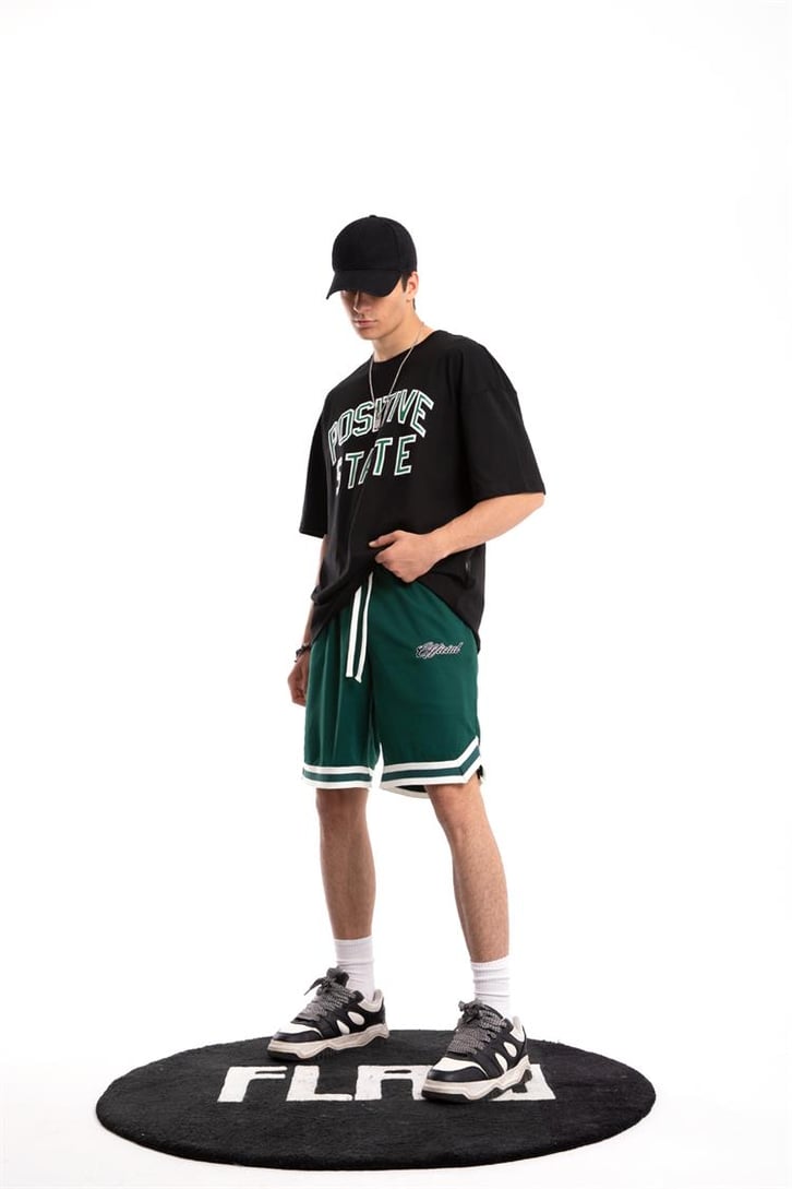 Positive State Baskılı Siyah Oversize Tişört