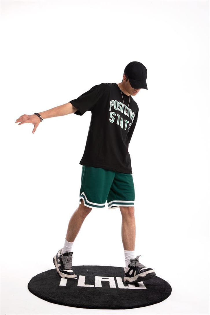 Positive State Baskılı Siyah Oversize Tişört