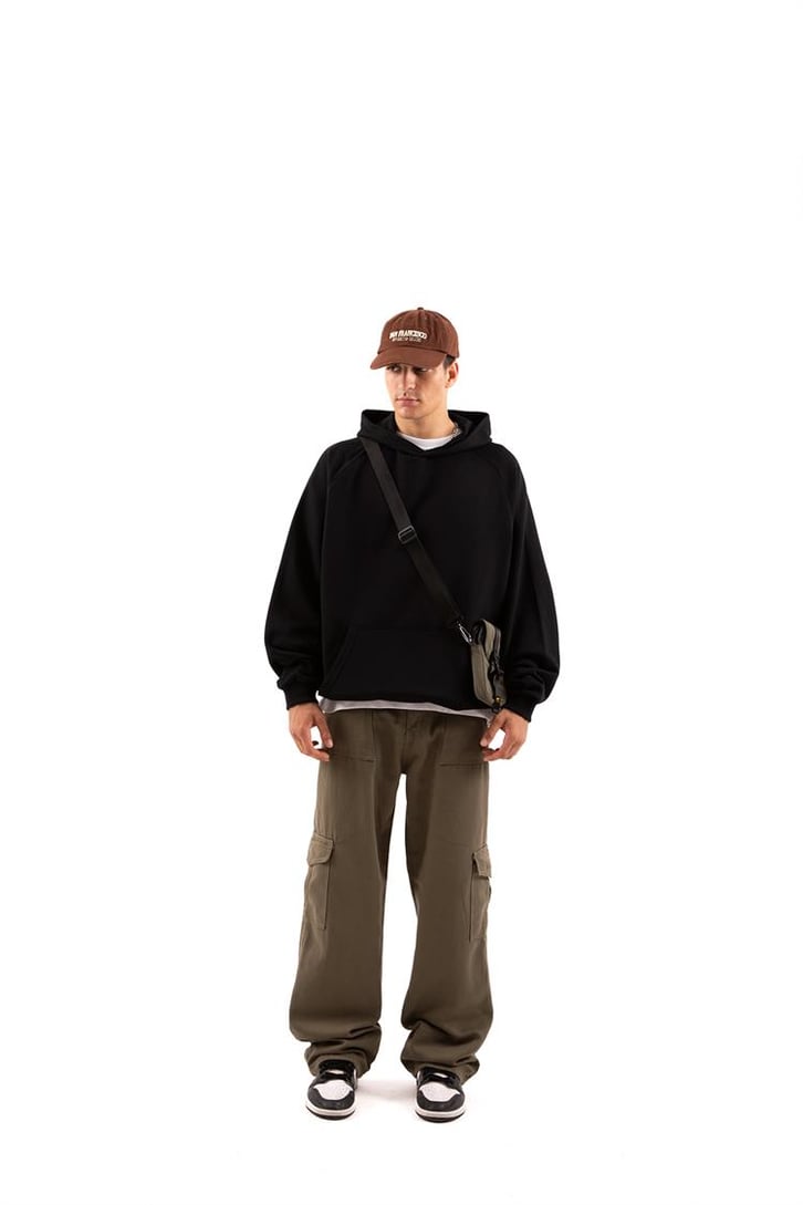 Premium Basic Siyah Oversize Hoodie