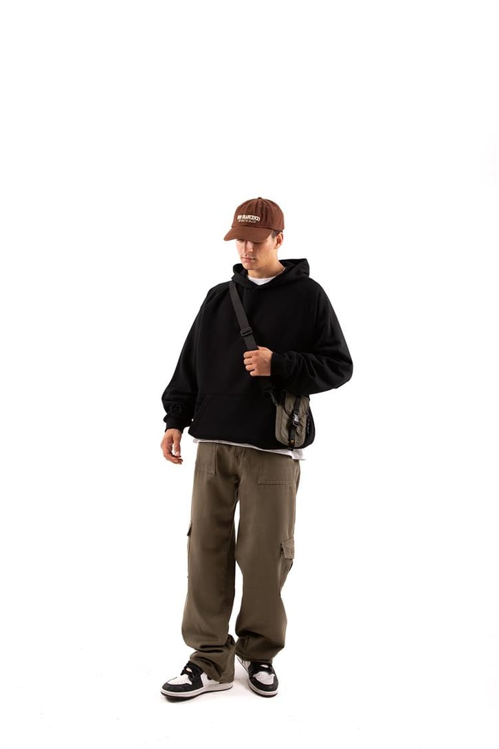 Premium Basic Siyah Oversize Hoodie