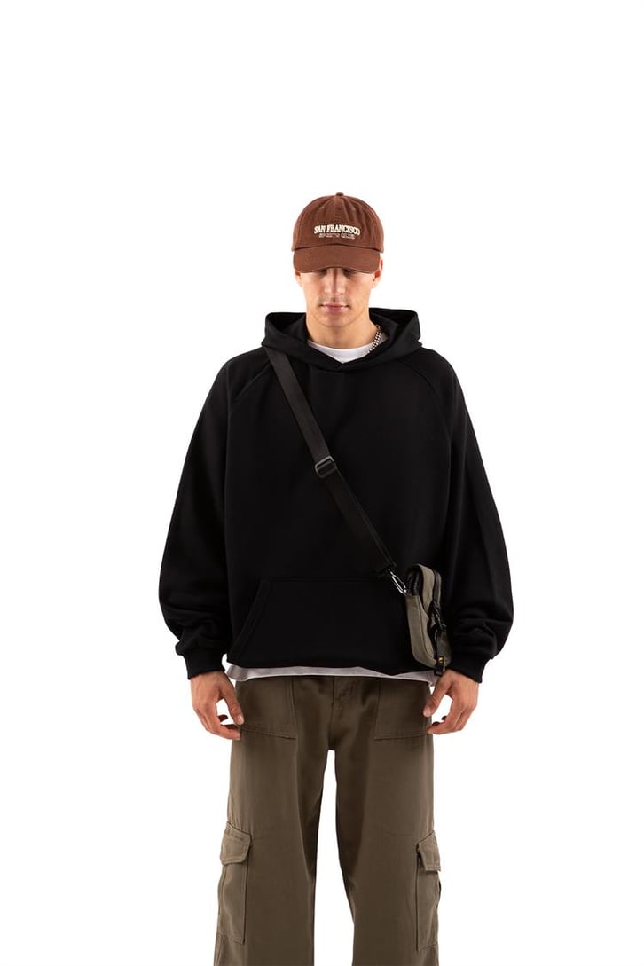 Premium Basic Siyah Oversize Hoodie