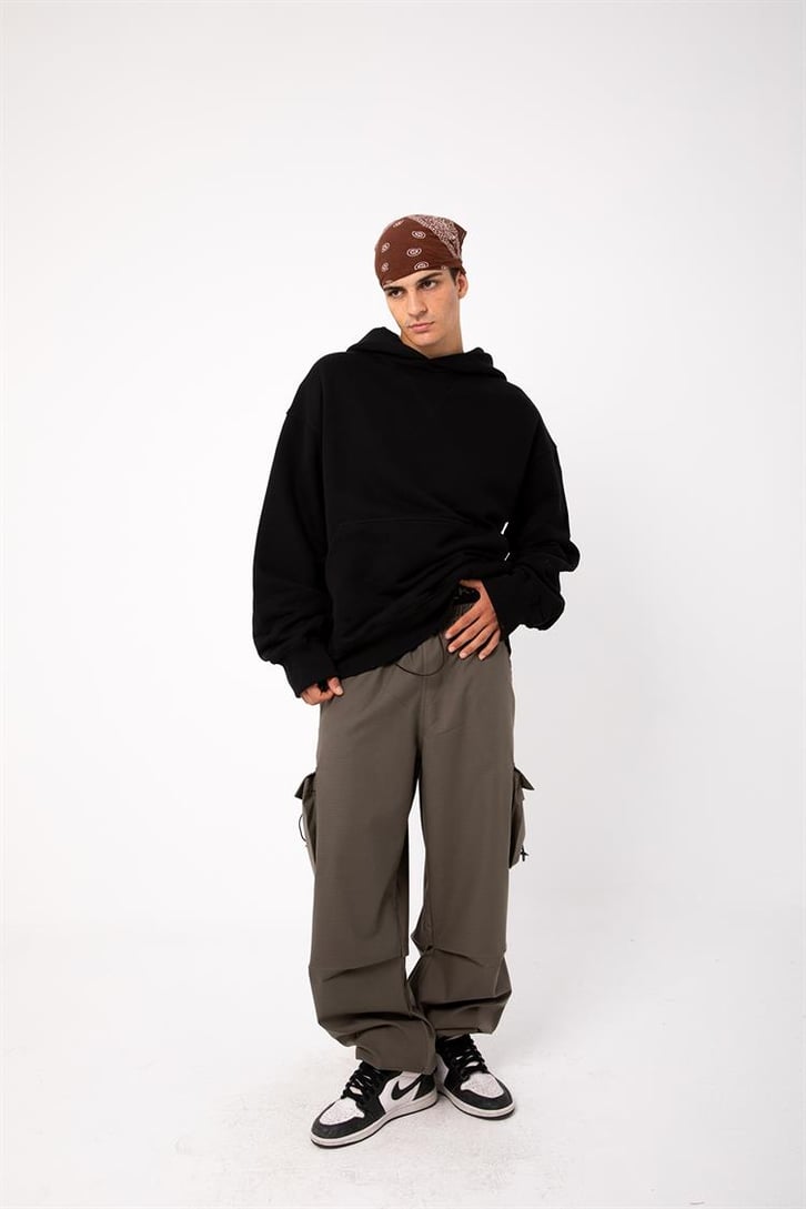 Premium Basic Siyah Oversize Hoodie