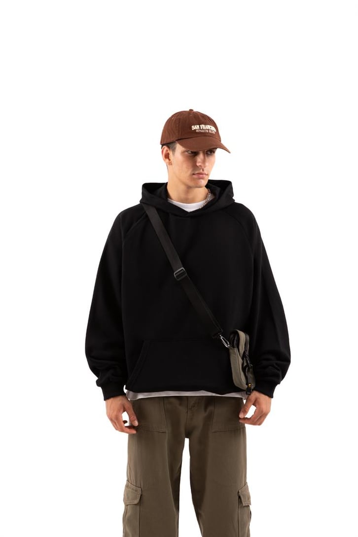 Premium Basic Siyah Oversize Hoodie