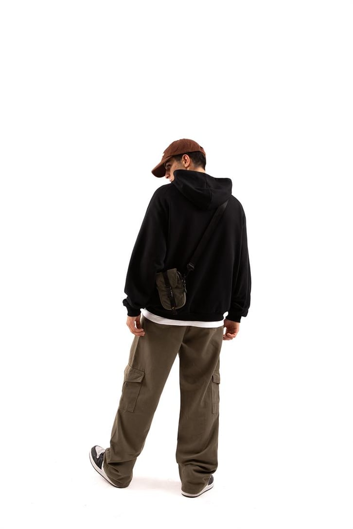 Premium Basic Siyah Oversize Hoodie
