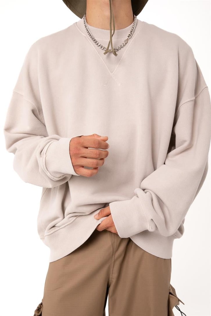 Premium Basic Taş Rengi Oversize Sweatshirt