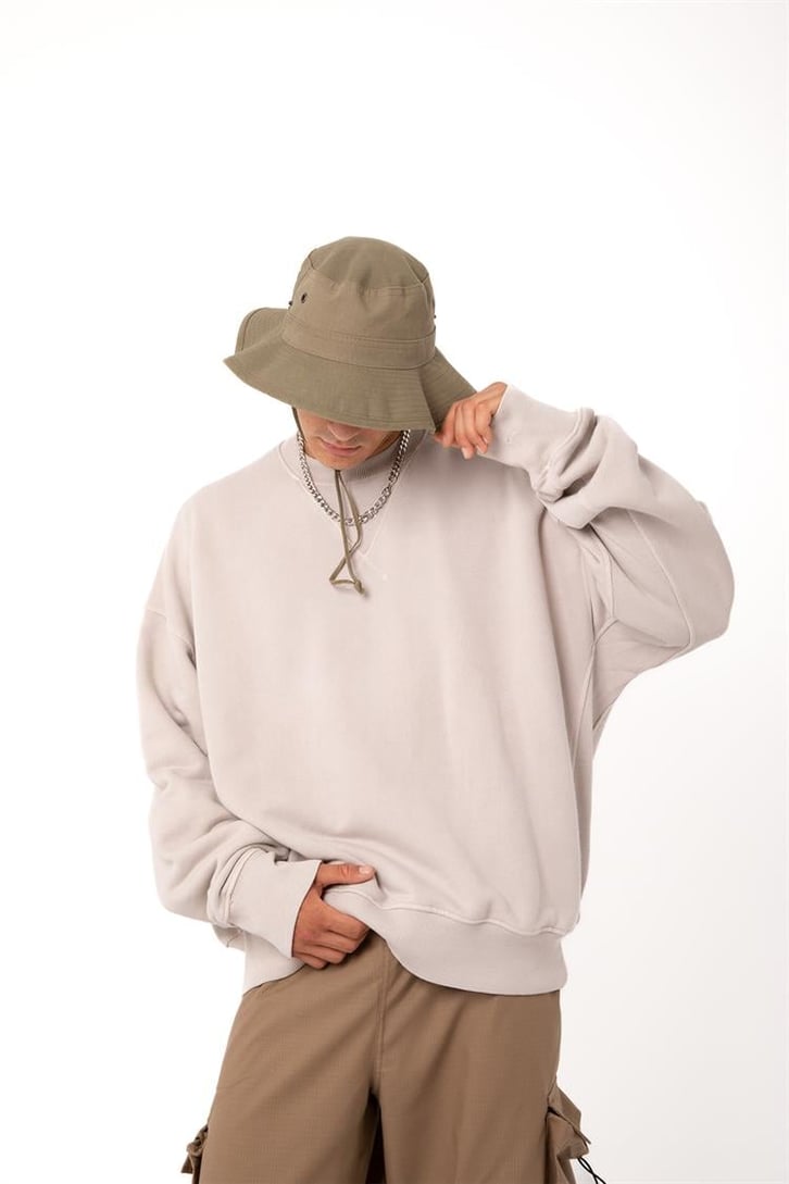 Premium Basic Taş Rengi Oversize Sweatshirt