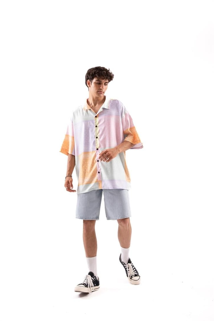 Premium Baskı Oversize Kısa Kol Gömlek