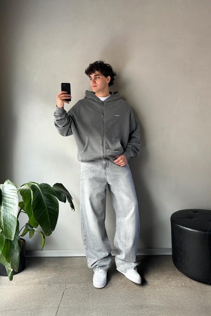 Premium Kumaş 450 Gsm Sırt Baskılı Zip Hoodie