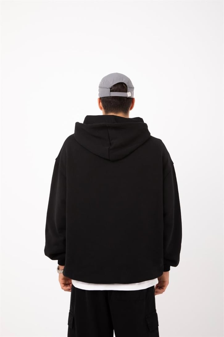 Premium Kumaş 500GSM Ferever Baskılı Bebek Mavisi Oversize Hoodie