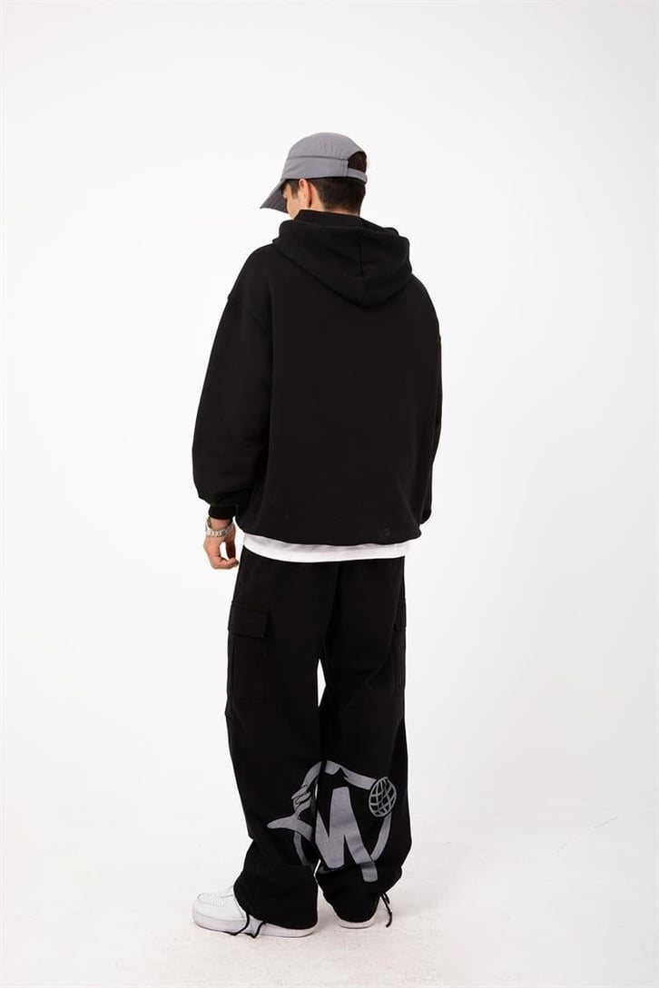 Premium Kumaş 500GSM Ferever Baskılı Bebek Mavisi Oversize Hoodie