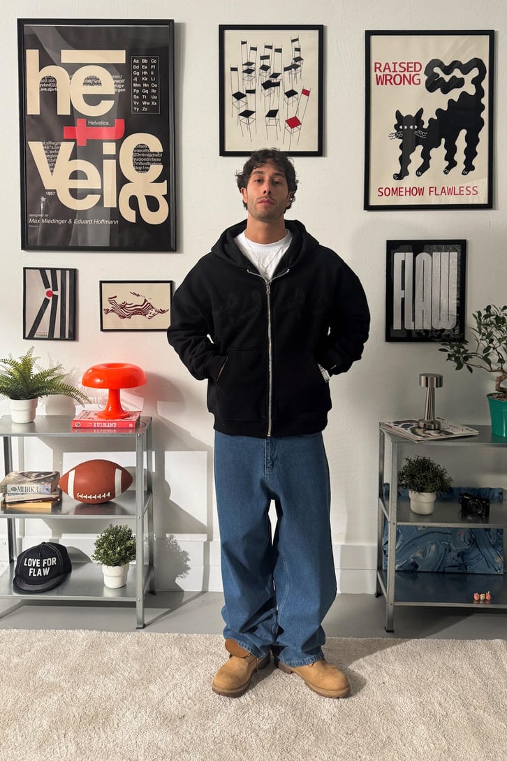 Premium Kumaş Arapça Nakışlı Zip Hoodie