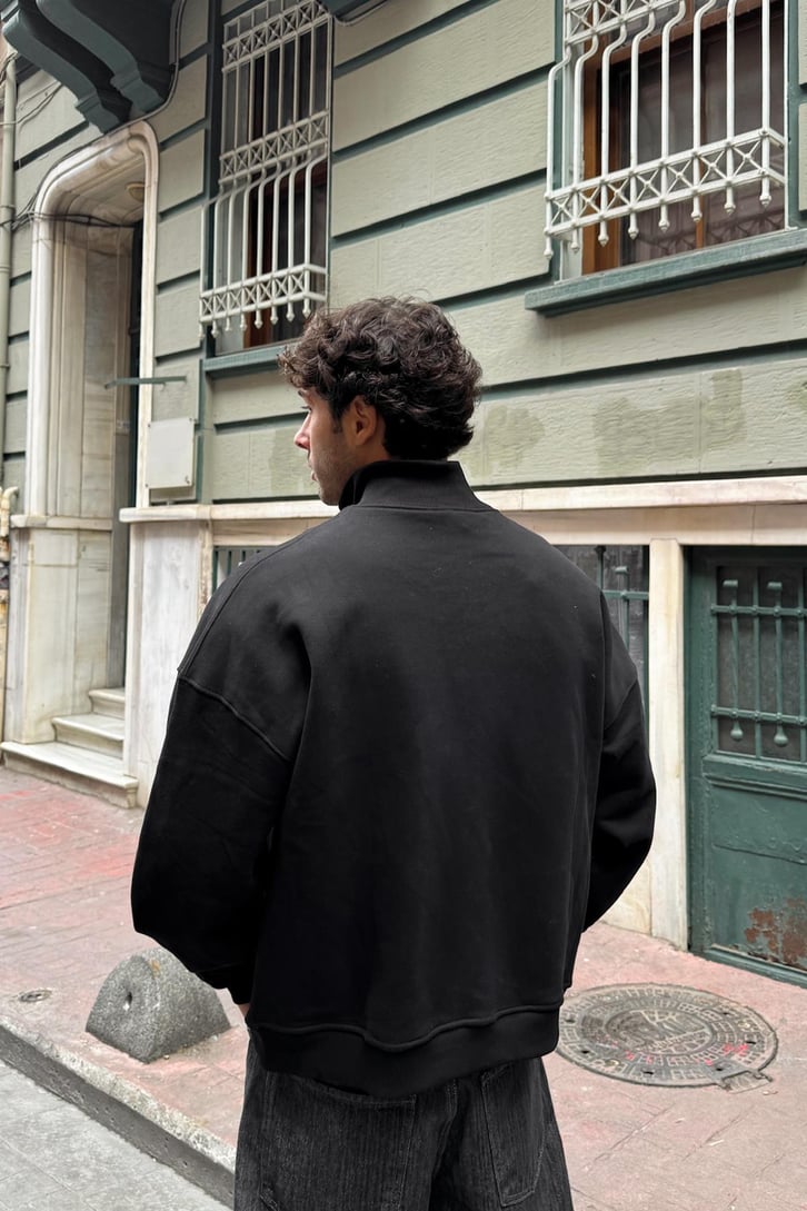 Premium Kumaş Fermuarlı Sweatshirt