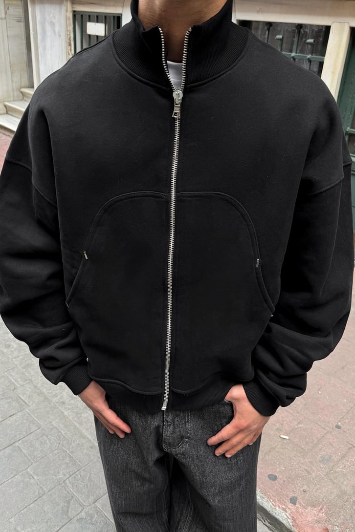 Premium Kumaş Fermuarlı Sweatshirt