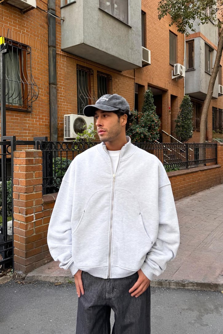 Premium Kumaş Fermuarlı Sweatshirt