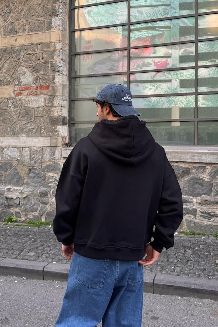 Premium Kumaş Illıcıt Bloc Baskılı Zip Hoodie