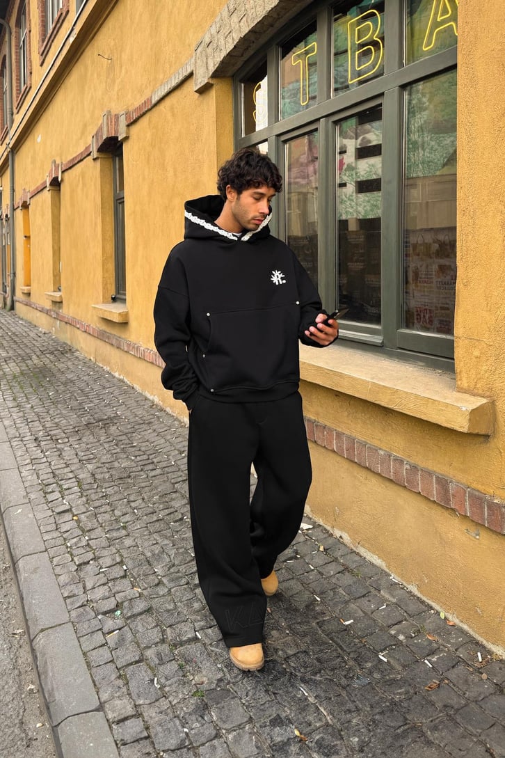 Premium Kumaş R. Harf Nakışlı Hoodie