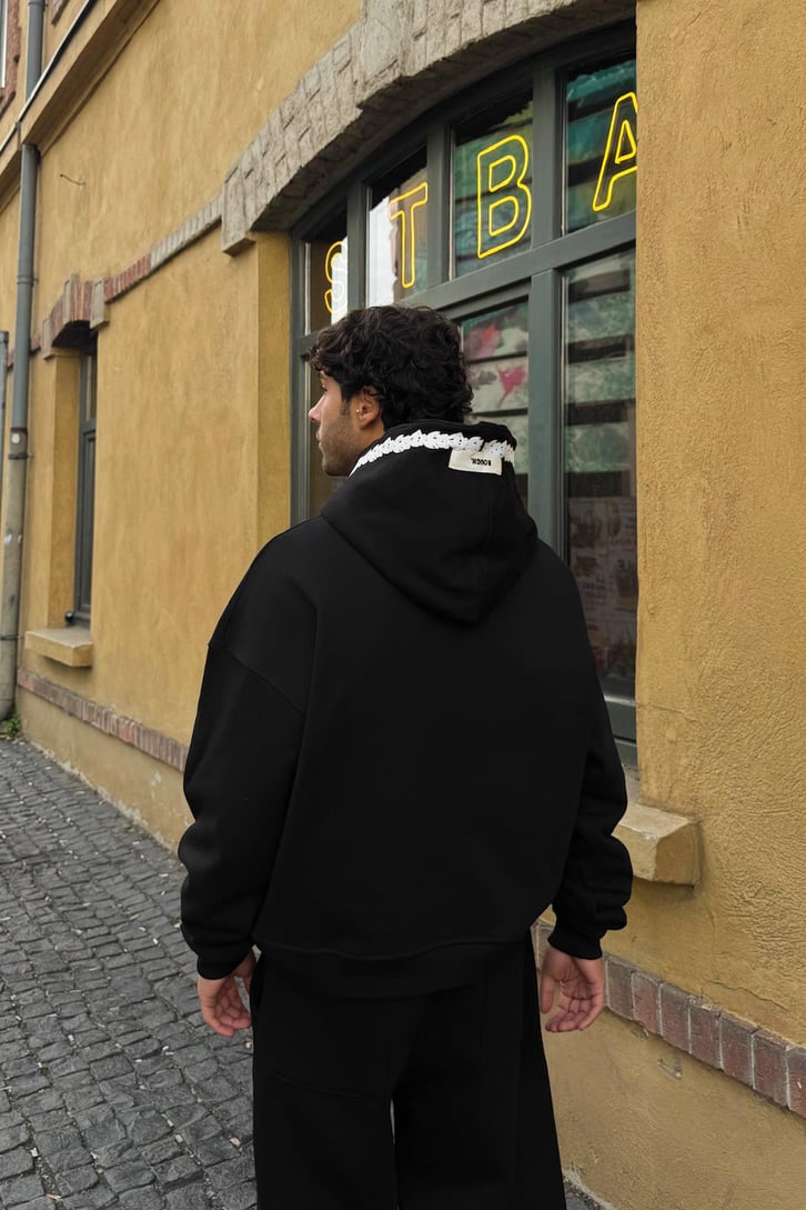Premium Kumaş R. Harf Nakışlı Hoodie