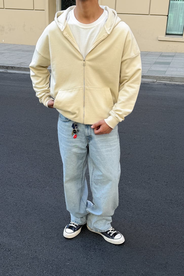 Premium Kumaş Zip Hoddie