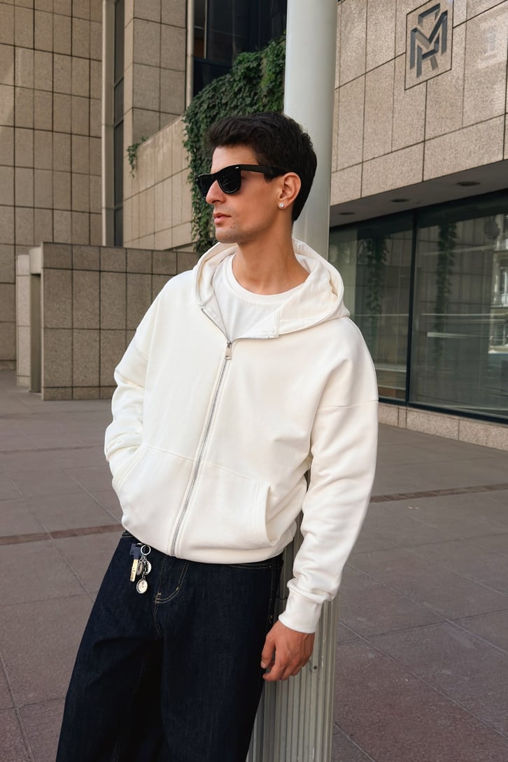 Premium Kumaş Zip Hoddie